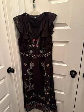 Desigual Vest Sandy Embroidered Beaded Maxi Dress Size 36